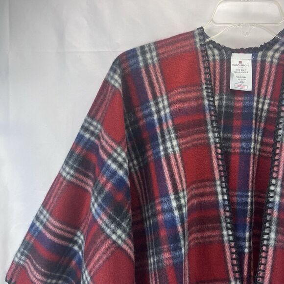 Woolrich Plaid Flannel Style Shawl Cape Poncho One Size Women’s - Picture 2 of 5